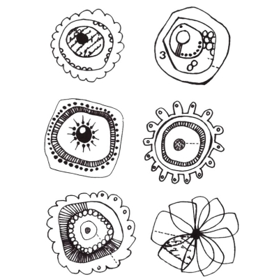 Silikonstempel Designerblüten 6-teilig